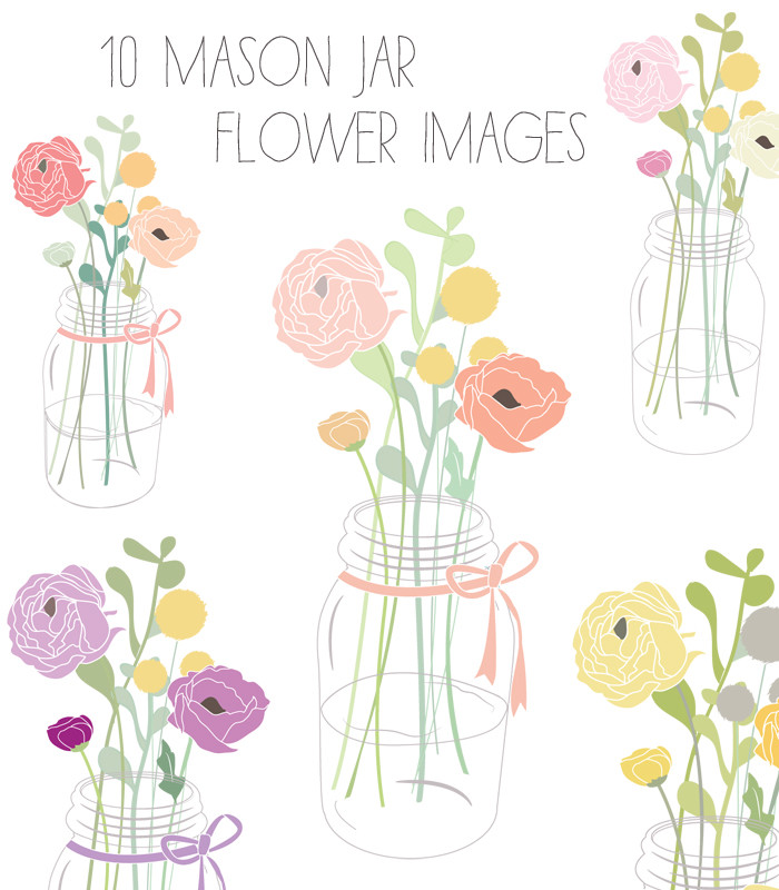 Mason Jar Clip Art With Flowers