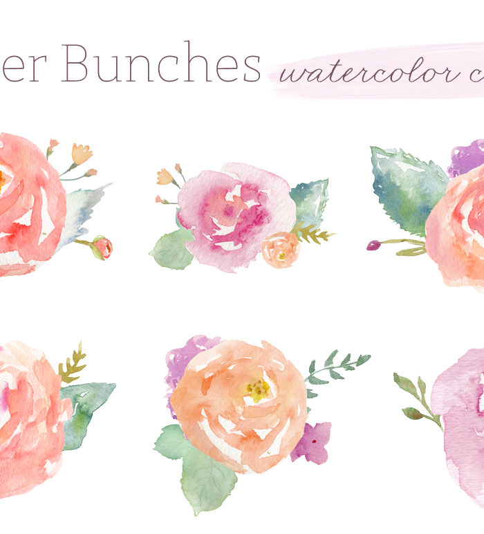 Flower Bunches Watercolour Clip Art