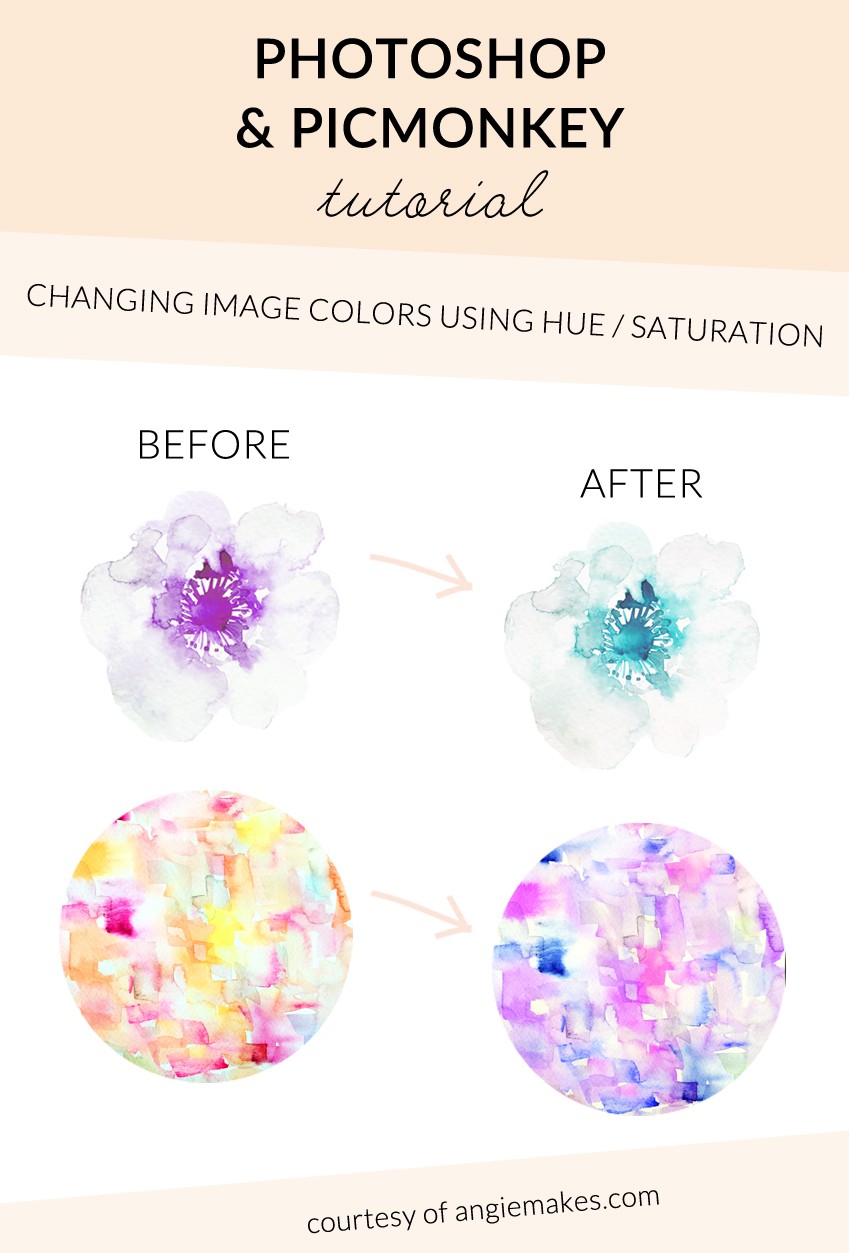How to Change The Color of an Image in Photoshop Using Hue / Saturation | angiemakes.com