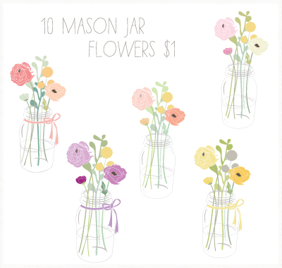 Mason Jar Flower Clip Art