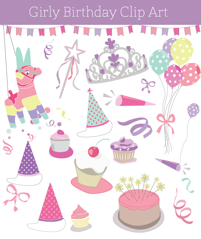 girl birthday party clip art