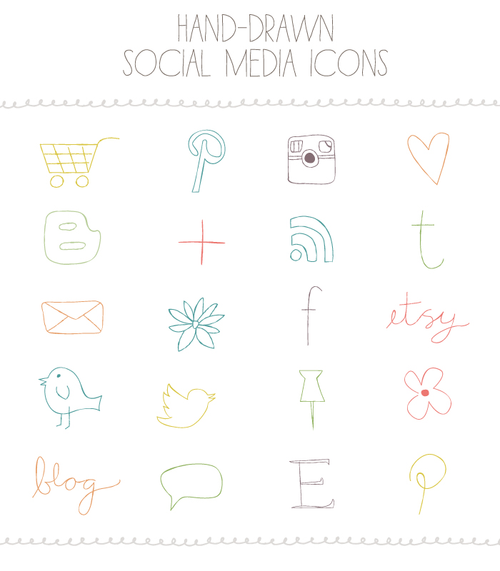 handdrawn social media icons