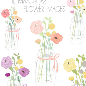 Cute Mason Jar Clip Art With Flowers | angiemakes.com
