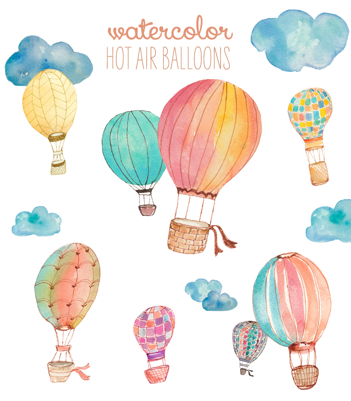 watercolor hot air balloon clip art | angiemakes.com
