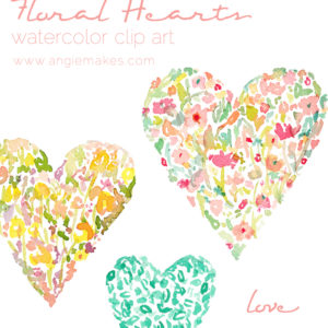 floral watercolor hearts watercolor clip art | angiemakes.com