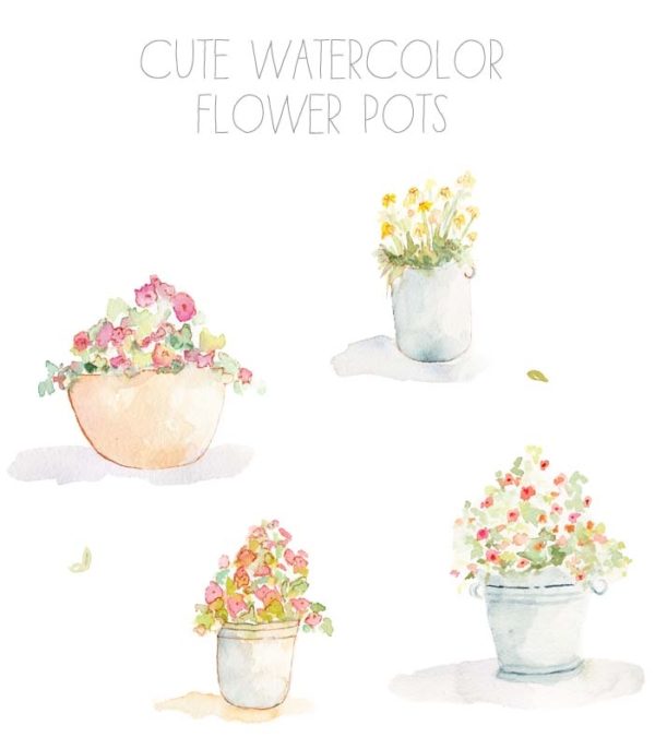 watercolor flower pot clip art | angiemakes.com