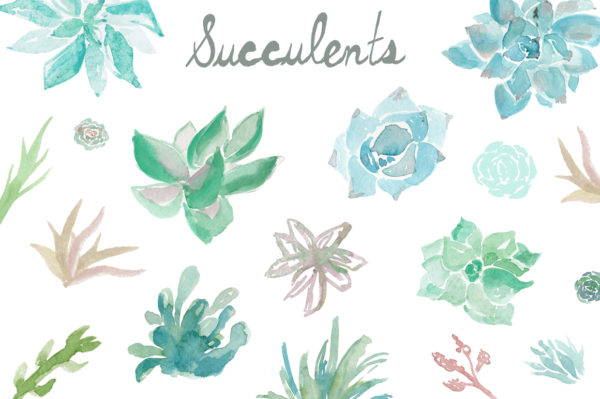 watercolor succulents clip art | angiemakes.com