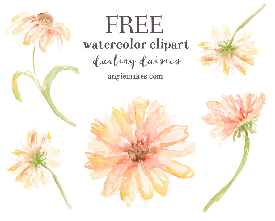 Free Watercolor Clip Art - Daisies