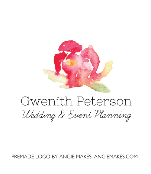 watercolor flower premade logo