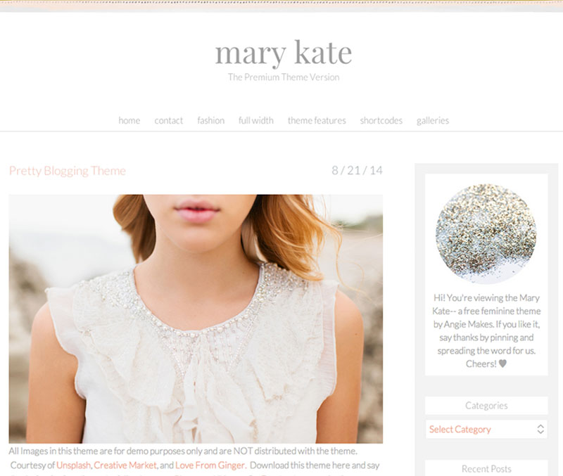 The Mary Kate, a Free, Feminine Wordpress Theme by Angie Makes | angiemakes.com