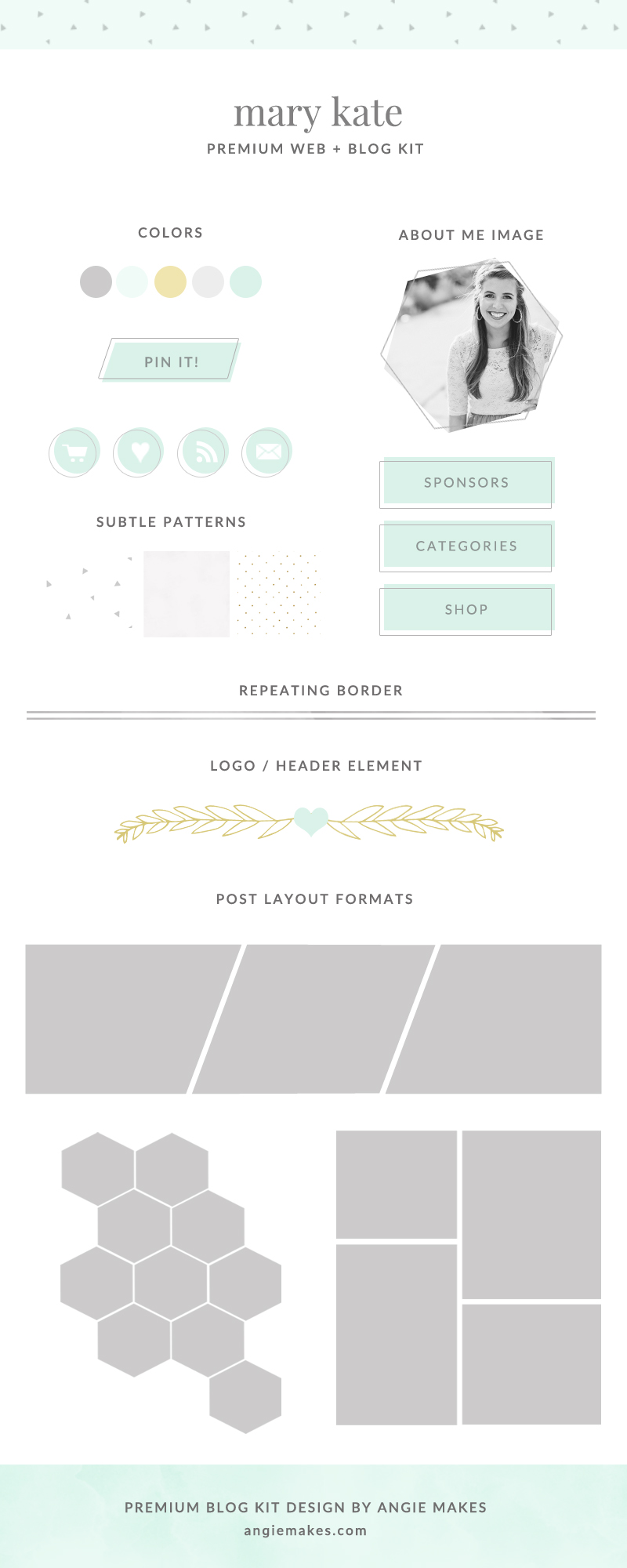 Cute Blog Graphics - Premade Blog Kit by Angie Makes