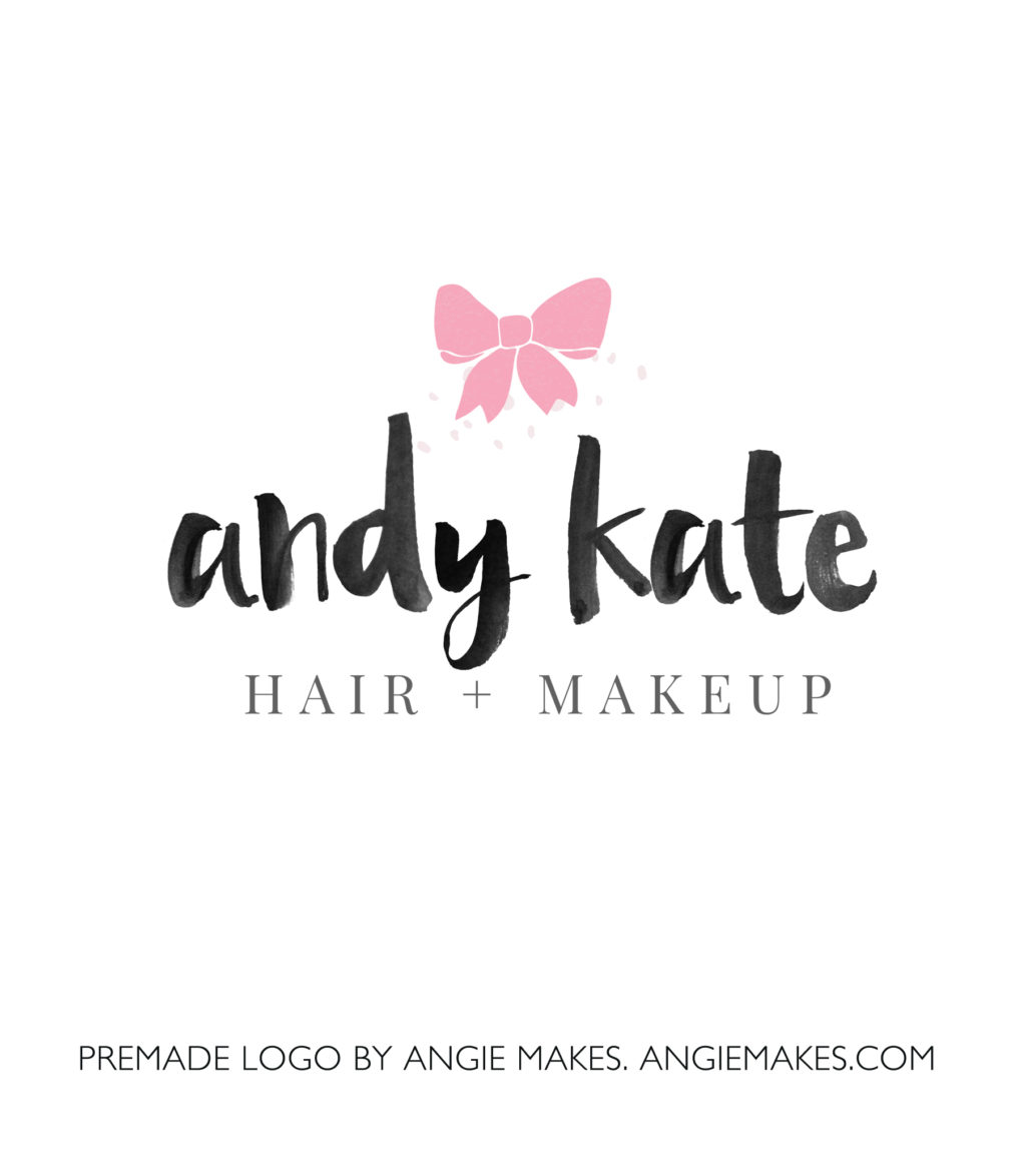Cute Bow Logo With Modern Brush Lettered Text by Angie Makes | angiemakes.com