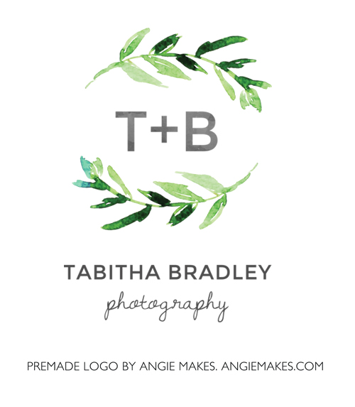 Watercolor Laurel Logo. Premade Laurel by Angie Makes | angiemakes.com