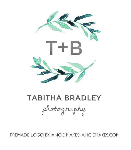 Watercolor Laurel Logo. Premade Laurel by Angie Makes | angiemakes.com