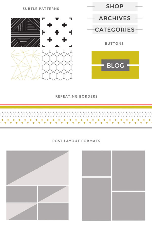 Modern Blog Graphics Kit With Logo, About Me Image, and Pattern Elements. Perfect to Make Your Blog Shine! angiemakes.com