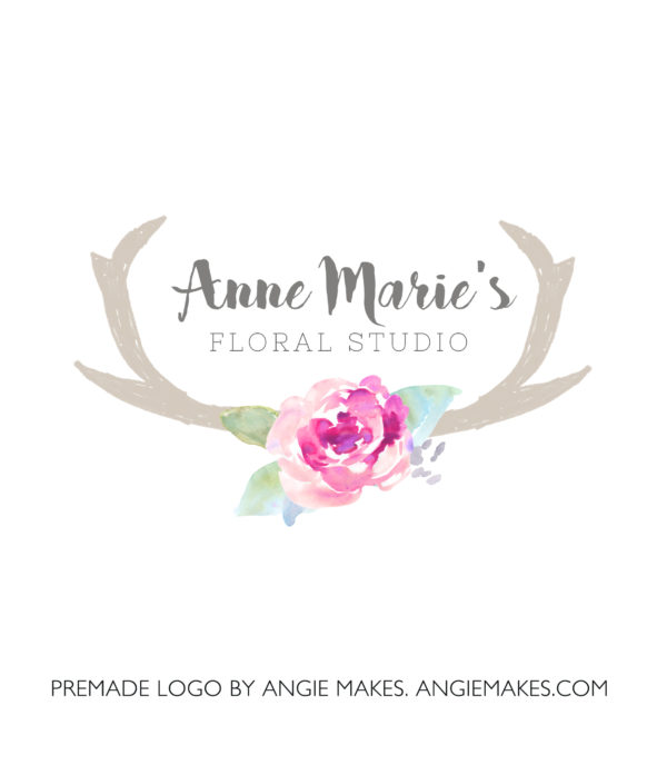 Watercolor Rose With Antlers Logo | angiemakes.com
