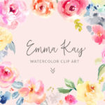 Watercolor Flower Clip Art by Angie Makes