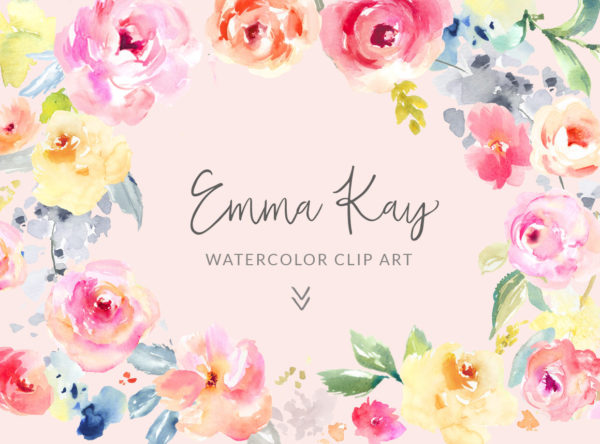 Watercolor Flower Clip Art by Angie Makes